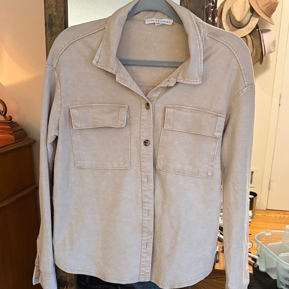 Rails taupe button-front utility shirt